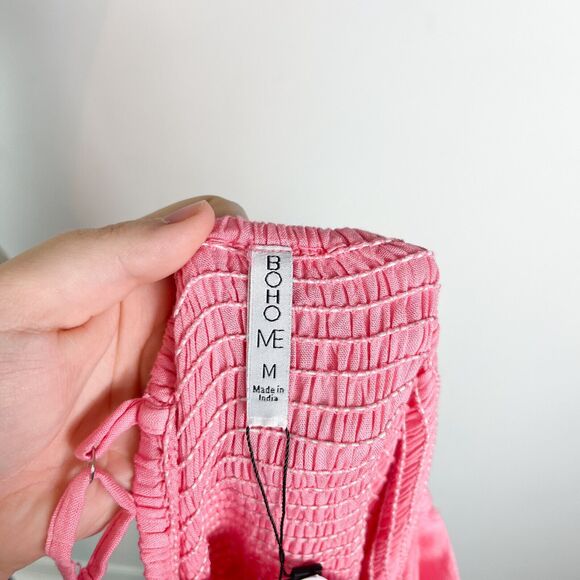 Bohome NWT Front Tie Swim Coverup Maxi Dress Pink Peach Lime Green Ombre Size M - Picture 4 of 6